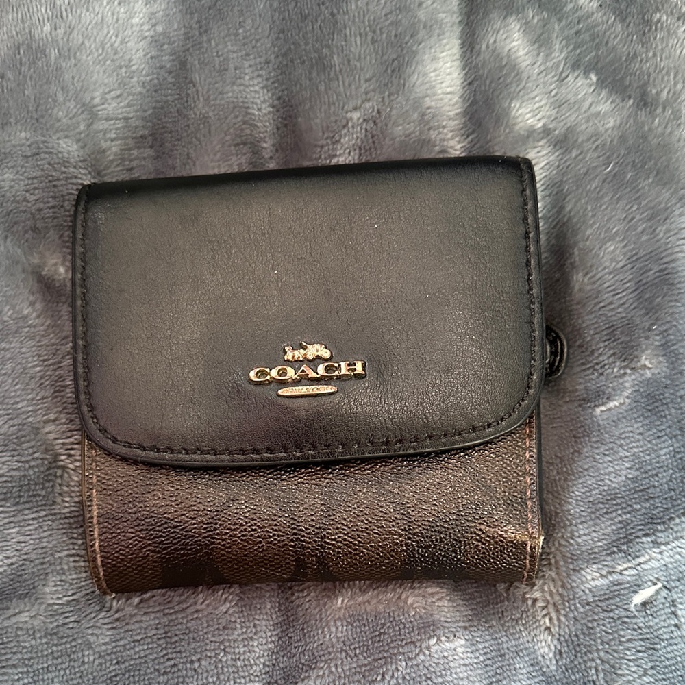 Coach Black and Brown coated canvas and leather Wallet damaged